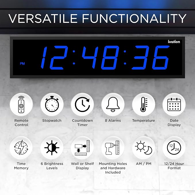 Ivation Oversized 24" Large Digital LED Clock | Big Digital Clock - Image 6