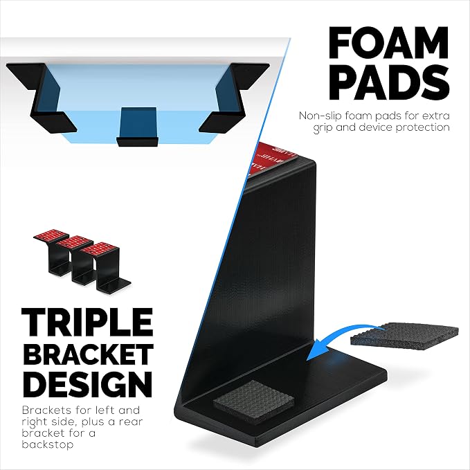 BRAINWAVZ 3” Under Desk Laptop & Device Holder Mount, Adhesive & Screw in - Image 5