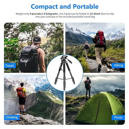 NEEWER Portable Aluminum Alloy Camera 2 in 1 Tripod Monopod Max. 70"/177cm - Image 8