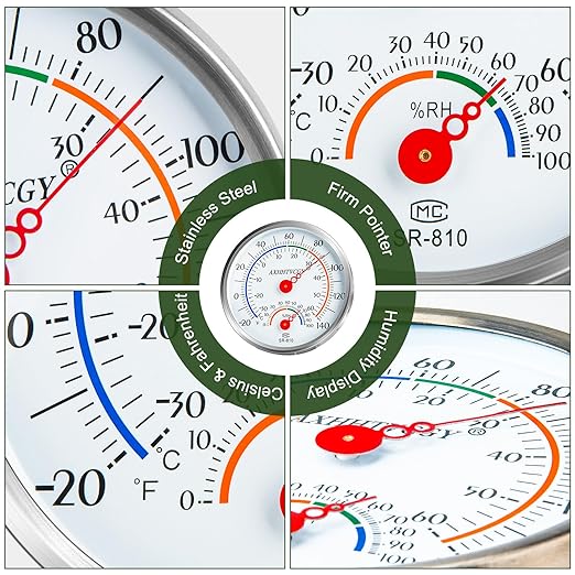 Indoor Outdoor Thermometer Hygrometer, Large Dial Waterproof Wall Mount - Image 4