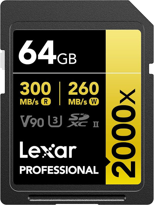 Lexar 64GB Professional 2000x SD Card, Full HD, by Lexar