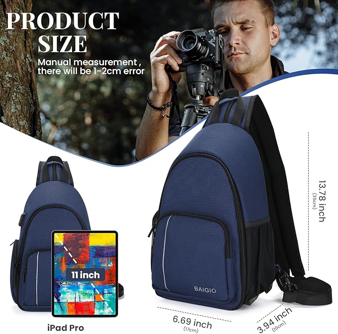 BAIGIO Camera Sling Bag Small Camera Backpack - Image 3