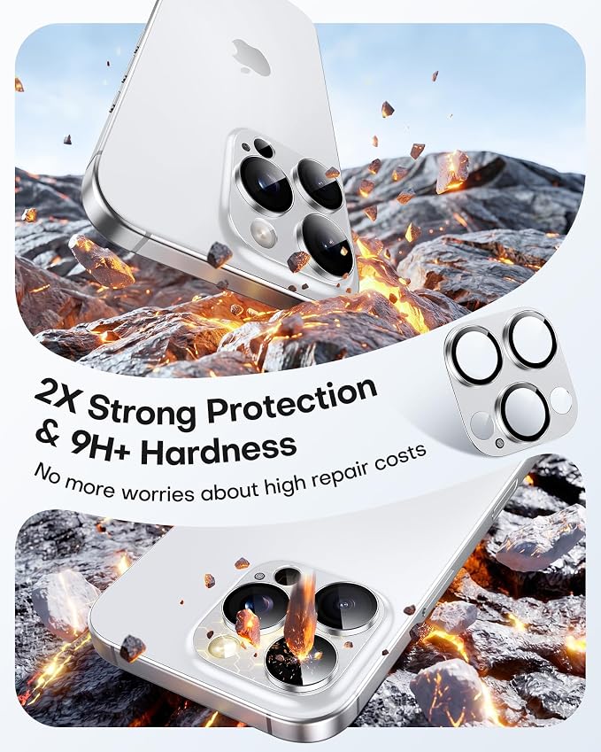 TAURI 2 Pack for iPhone 16 Pro Max/16 Pro Camera Lens Protector, Full Coverage - Image 3