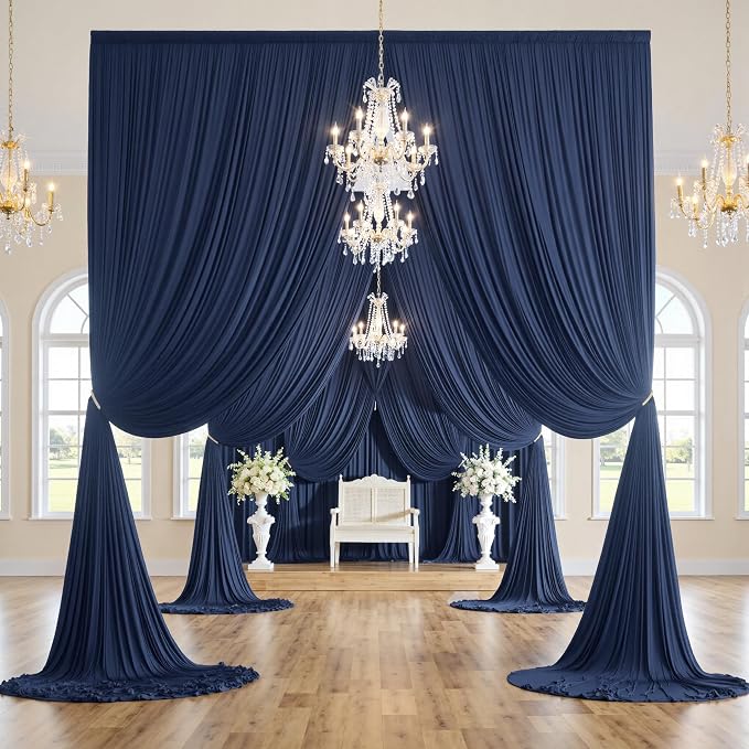 12ft x 10ft Navy Blue Backdrop Curtains - Image 8