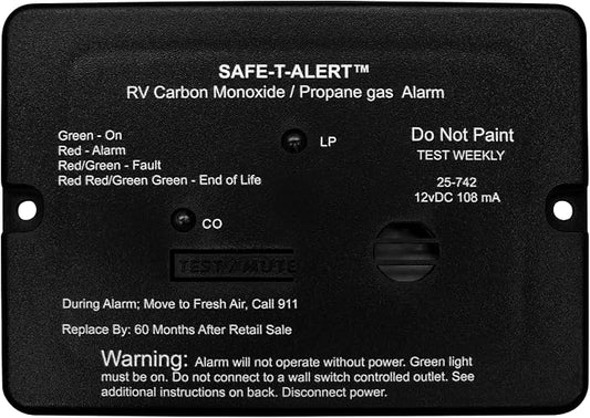 Safe T Alert - Mini Dual LP/CO Alarm - Flush Mount Black - 25-742-BL by SafeTAlert