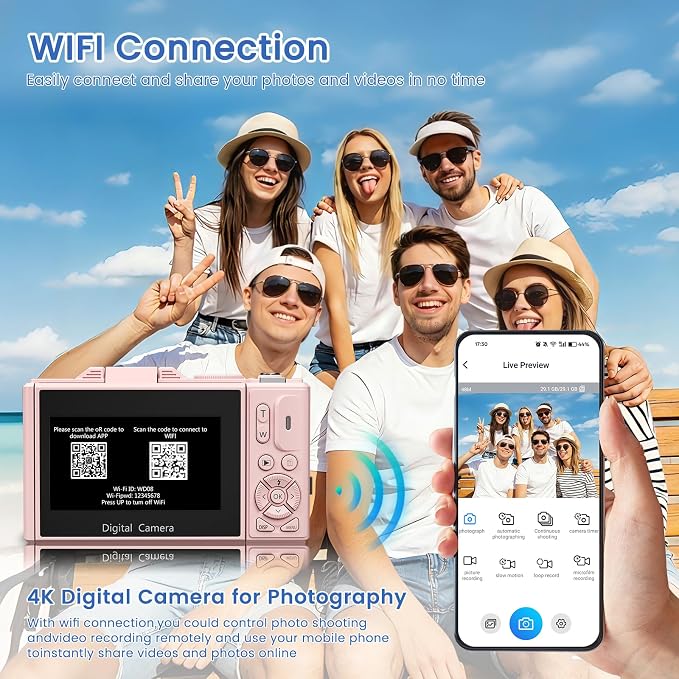 4K Digital Camera for Photography, 64MP HD WiFi Vlogging Camera for YouTube - Image 5