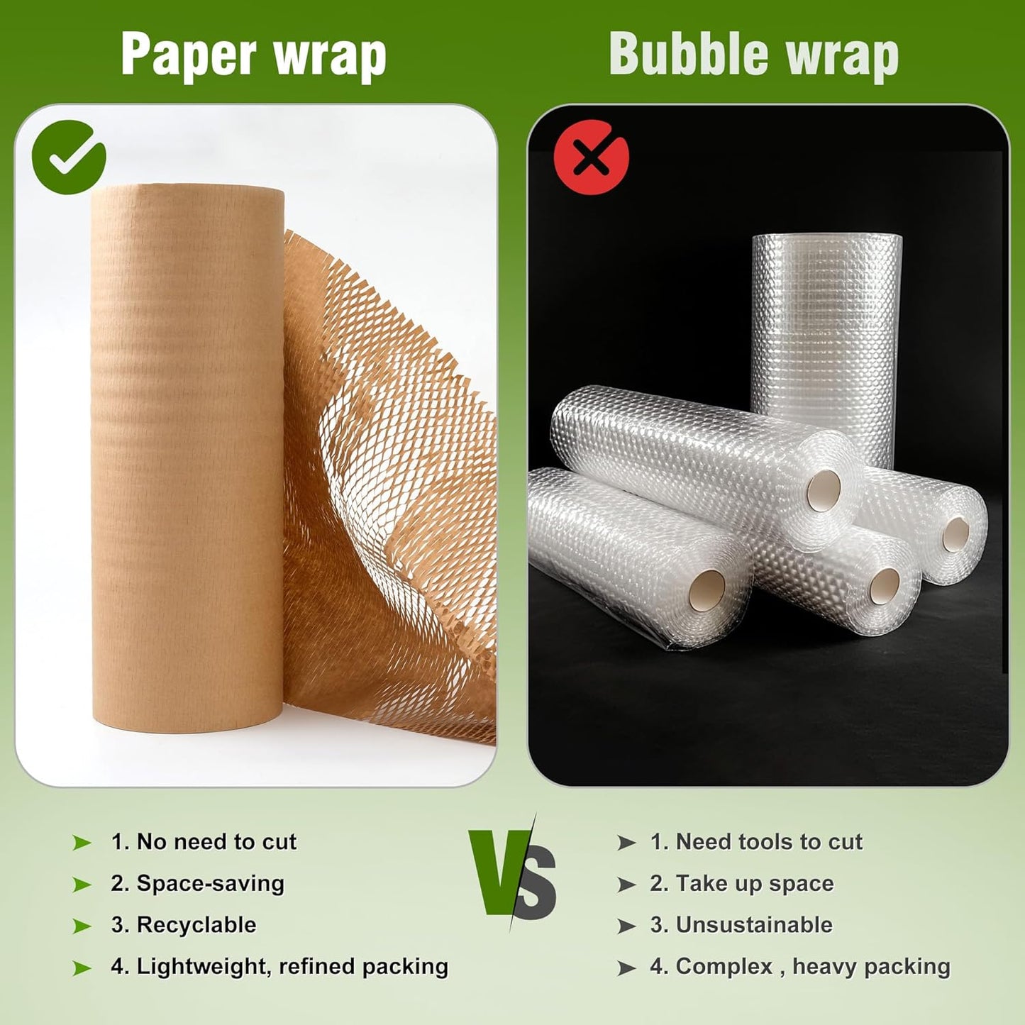 Honeycomb Packing Paper 15" Width X 300 FT for Moving Glass Dishes Recyclable Wrapping Paper Bubble Wrap Packing Material for Shipping Fragile Items Shipping Filler with 20 Fragile Stickers
