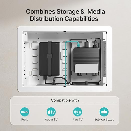 9" in-Wall Media Box, Recessed Outlet Wall Box, Structured Media Enclosure - Image 2