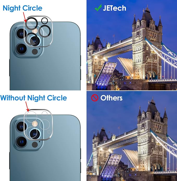 JETech Camera Lens Protector for iPhone 12 Pro 6.1-Inch, 9H Tempered Glass - Image 6