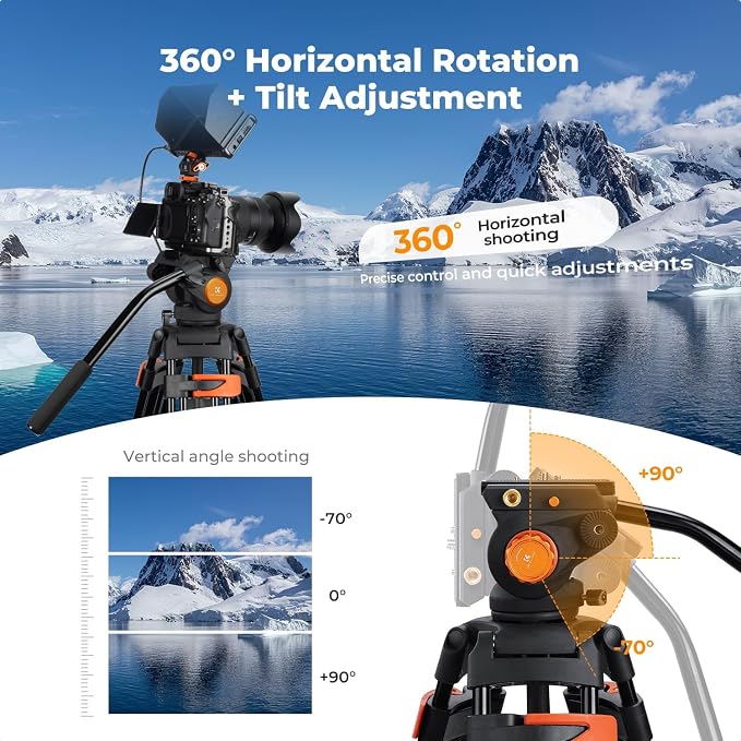 K&F CONCEPT 80" Video Tripod - Image 5