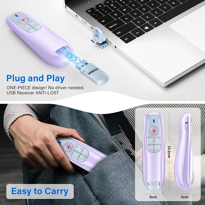 2-in-1 USB Type C Presentation Clicker, Wireless Presentation Clicker - Image 3
