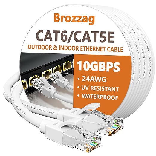 Ethernet Cable 200ft For Cat6/Cat5E, 10Gbps Compatible by Brozzag