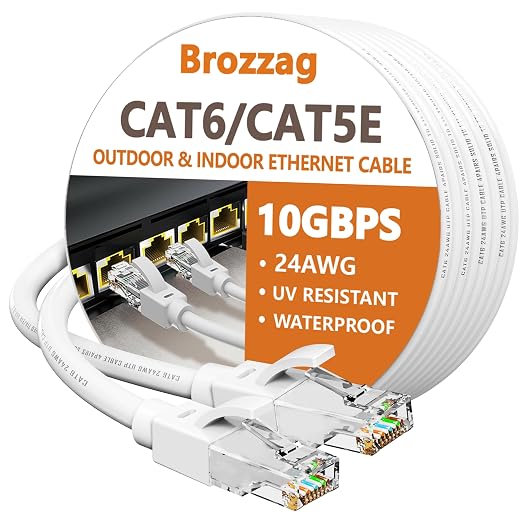 Ethernet Cable 250ft For Cat6/Cat5E, 10Gbps Compatible by Brozzag