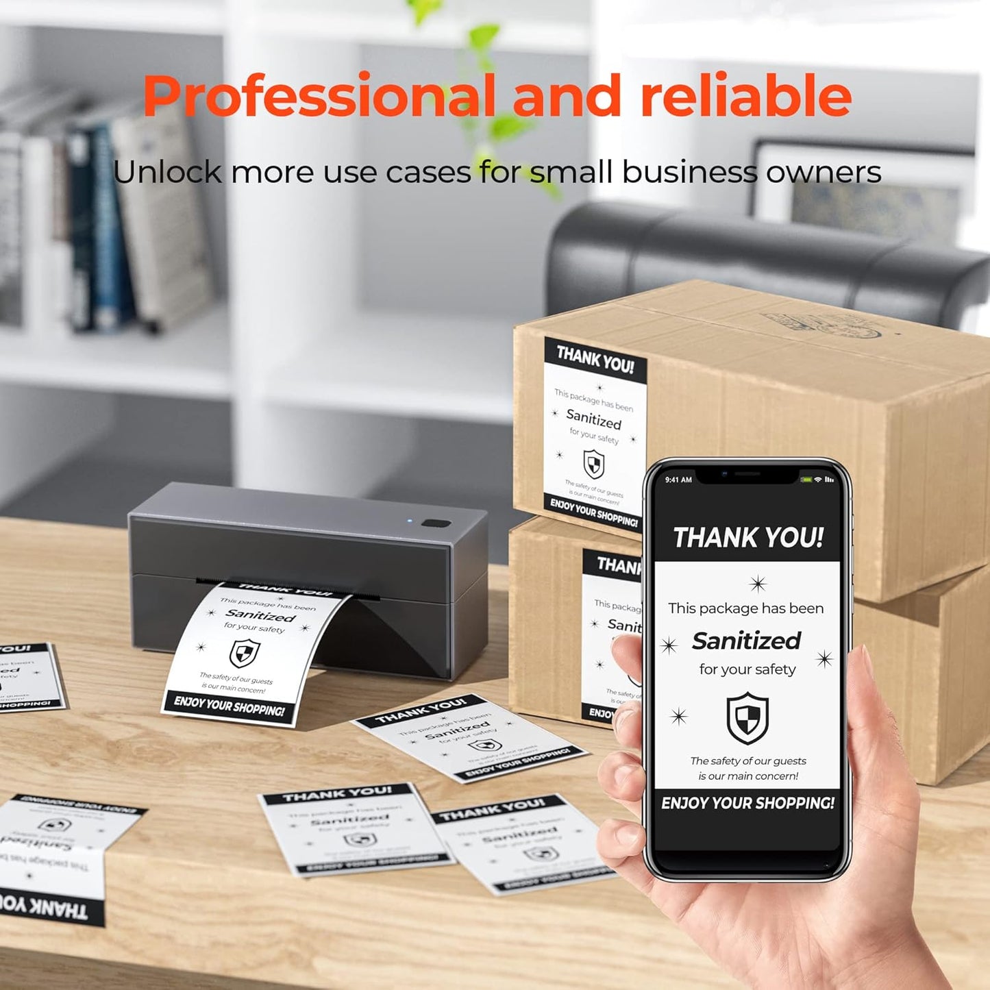 MUNBYN 4x6 Inch Direct Thermal Labels, 1000 Sheets/2 Rolls(500 Pcs per Roll), Shipping Paper for Thermal Printers, Permanent Adhesive Mailing Postage Labels for Shipping Packages