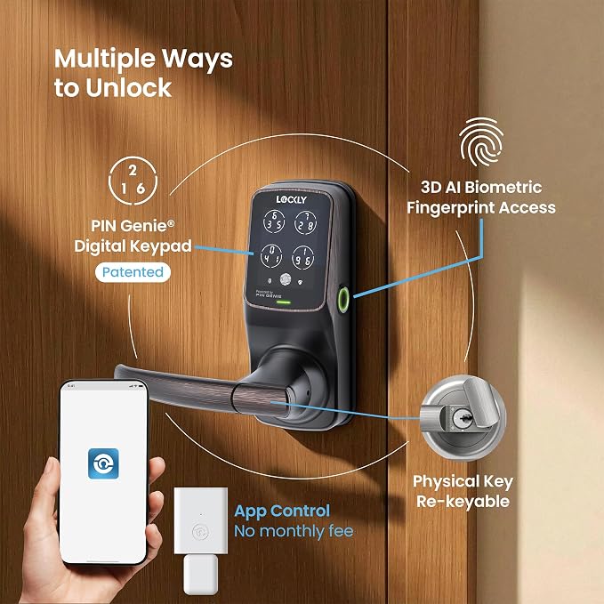 Lockly Secure Pro Smart Lock Wi-Fi, Keyless Entry Digital Keypad Door Lock - Image 2