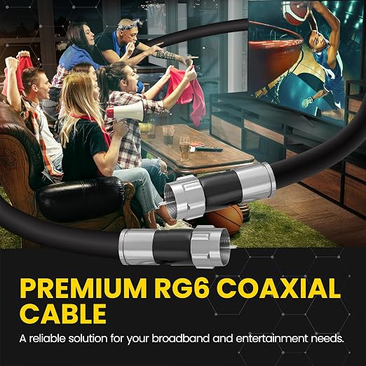 RG6 Coaxial Cable with F Connectors, High Speed Internet and TV Cord - Image 3