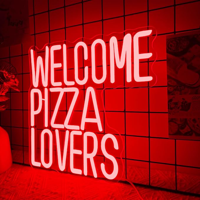 Welcome Pizza Lovers Neon Light, Family Restaurant Entertainment Room Food - Image 2