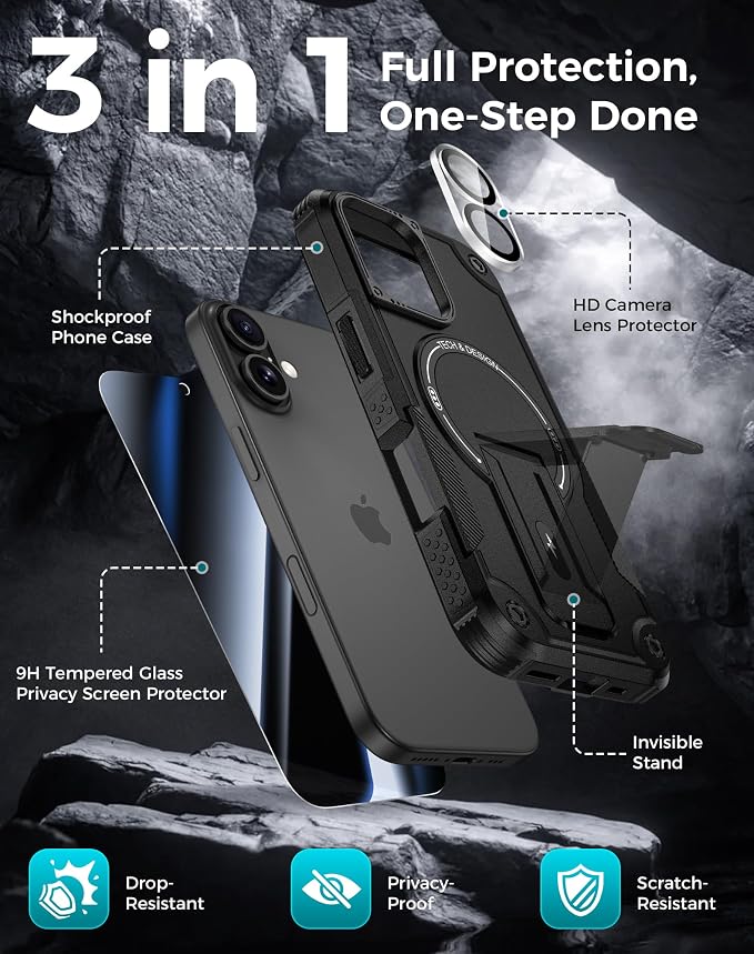 Goton for iPhone 17 Case with Privacy Tempered Glass Screen Protector & Camera - Image 3