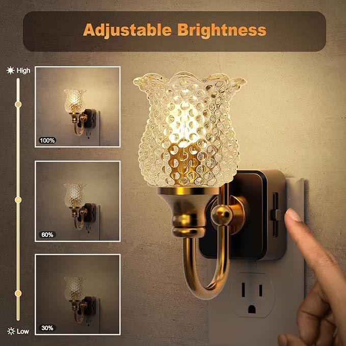 JandCase Night Light, Glass Night Lights Plug into Wall, Dimmable Floral LED - Image 2