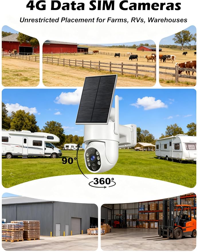 Gianteye 4G LTE Cellular Solar Security Cameras Wireless Outdoor, No WiFi Solar - Image 2