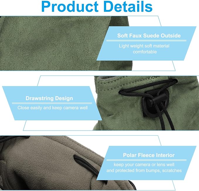 Patikil XL Size Drawstring Lens Case Flannel Camera Handbag - Image 3