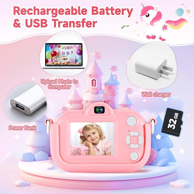 Kids Camera Toys for Ages 3 4 5 6 7 8 9 Girls, 48MP Dual Lens Toddler Digital - Image 7