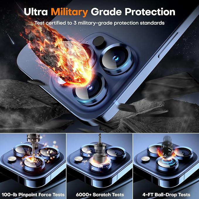 for iPhone 15 Pro/15 Pro Max Camera Lens Protector, Tempered Glass Screen - Image 3