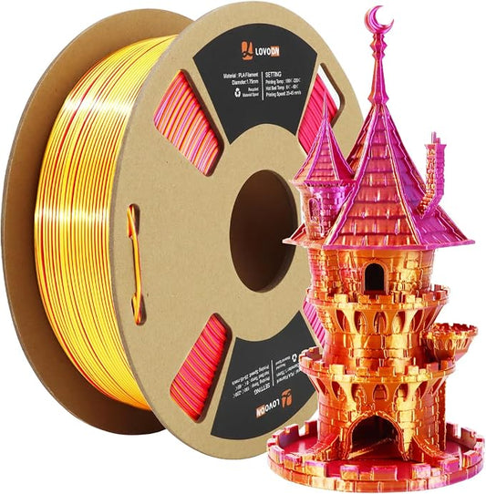LOVOON 3D Printer Filament Tricolors, Color Change by Angle PLA Filament 1.75mm by LOVOON