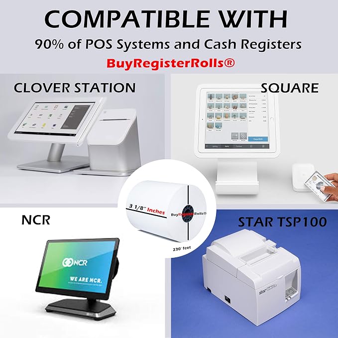 3 1/8 x 230 thermal paper square POS cash register thermal receipt paper rolls - Image 4