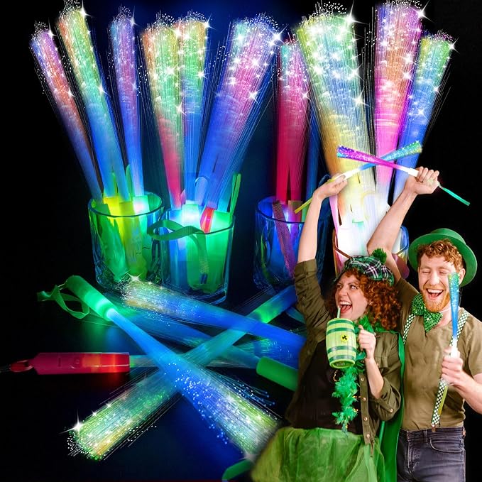 SHQDD 28 PCS Glow Fiber Wands Sticks, LED Light Wands, Glow in The Dark Party by SHQDD