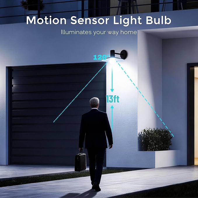 6 Pack Motion Sensor Light Bulbs, 12W Motion Detector Light Bulb, Dusk to Dawn - Image 2