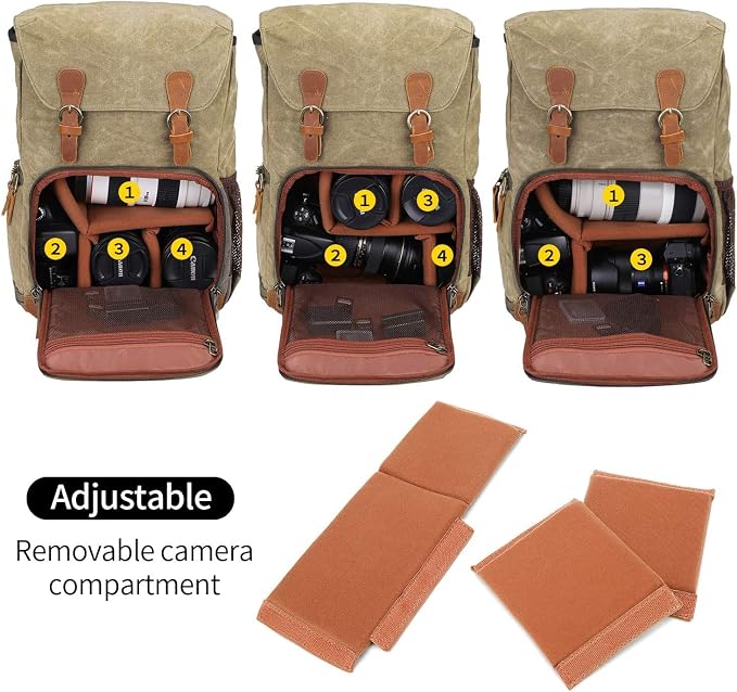UBAYMAX Camera Backpack, DSLR SLR Waterproof Canvas Camera Bags Rucksack 15.6 - Image 3