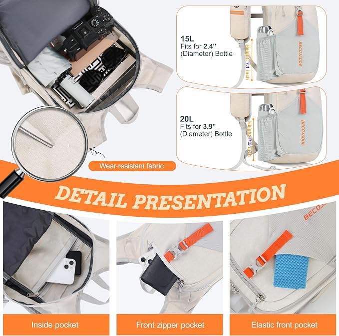 BECOJADDE 20L Small Hiking Backpack - Image 3