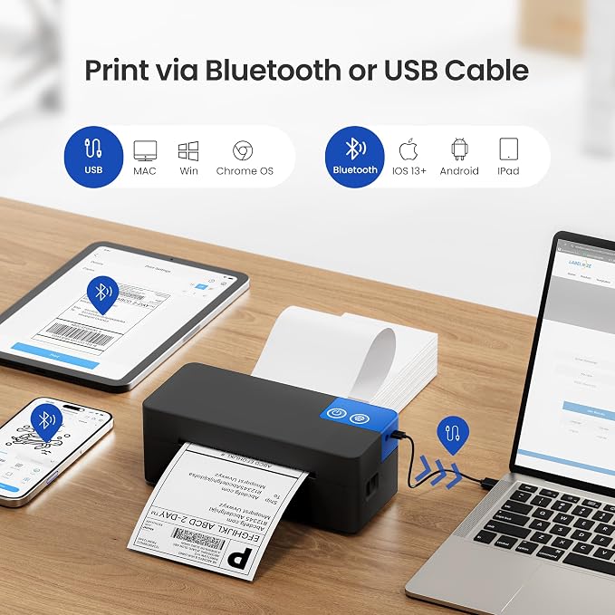 Bluetooth Thermal Shipping Label Printer, 4x6 Portable Thermal Label Printer - Image 2