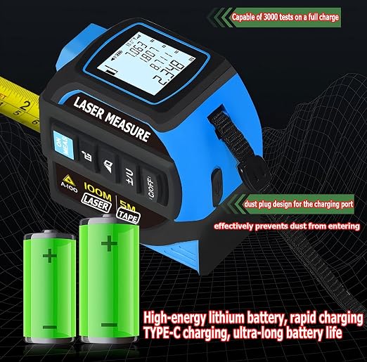 Tape Measure 4-in-1 Laser Digital Measuring Tape & 40m/131ft Laser Distance - Image 3
