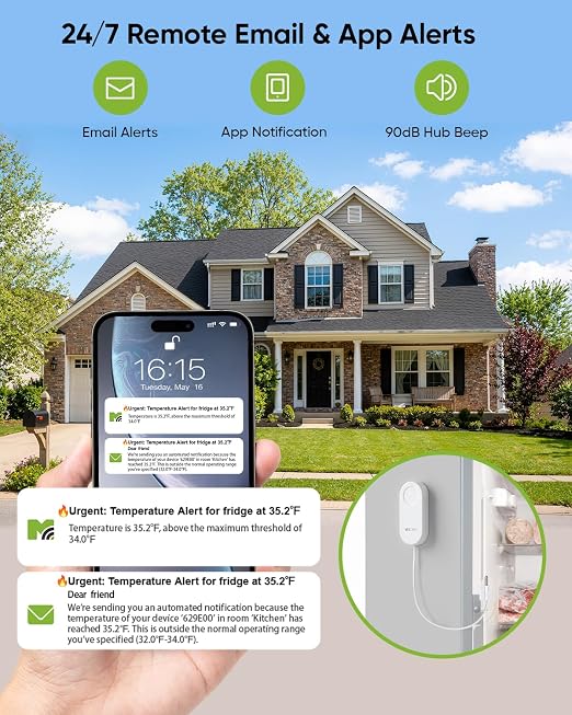 MOCREO WiFi Thermometer Freezer Alarm, Email Alert, App Notification, Data - Image 2