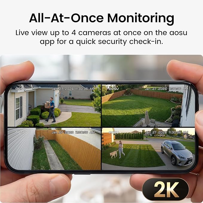 aosu Solar Security Cameras Wireless Outdoor, 2K HD Home Security Camera System - Image 4