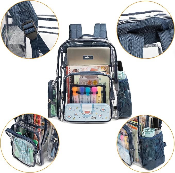 J.CARP Clear Bag Heavy Duty Backpack Durable Transparent See Through Bag - Image 3