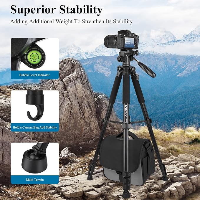 VICTIV 74” Camera Tripod, Tripod - Image 8