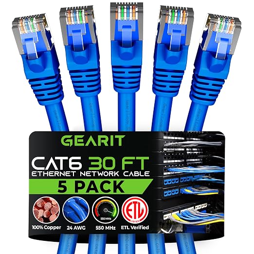 GEARit Cat 6 Ethernet Patch Cable 30 ft Blue by GEARit