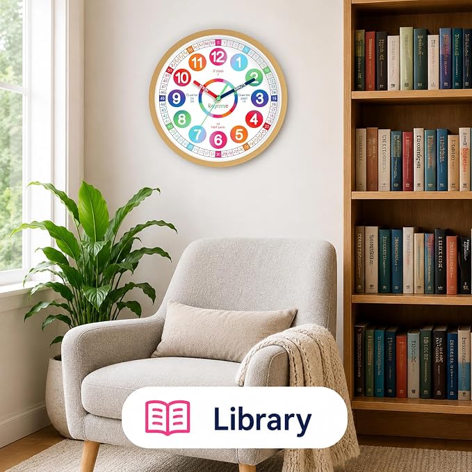 Roymnie Wall Clock Battery Operated 12 Inch Silent Non Ticking Teaching Clock - Image 6