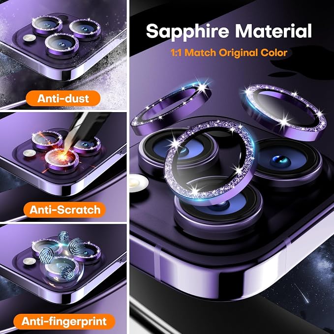 for iPhone 14 Pro/14 Pro Max Camera Lens Protector, Tempered Glass Screen - Image 3