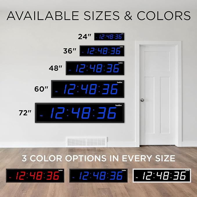 Ivation Huge Oversized 72" Large Digital LED Clock | Big Digital Clock - Image 9
