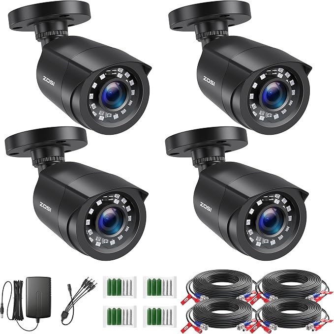 ZOSI 1080P 4 Pack HD TVI Security Cameras, 80ft Night Vision, Outdoor Indoor by ZOSI