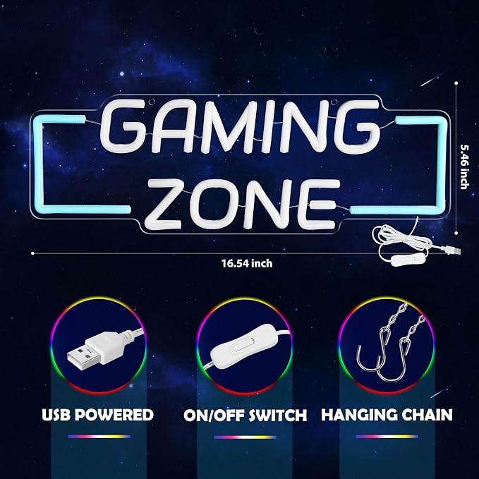 Kavaas Game Zone Neon Sign for Gameroom Wall Decor LED Light Signs - Image 5