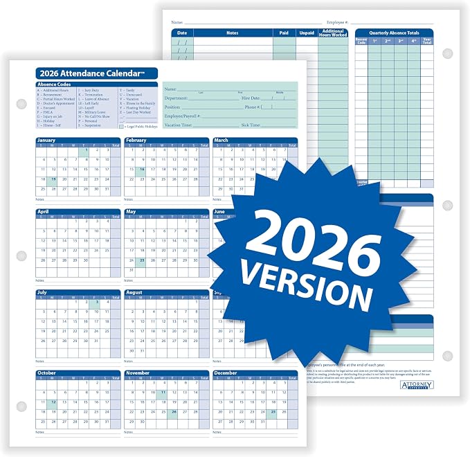 ComplyRight 2026 Attendance Calendar Card - Image 5