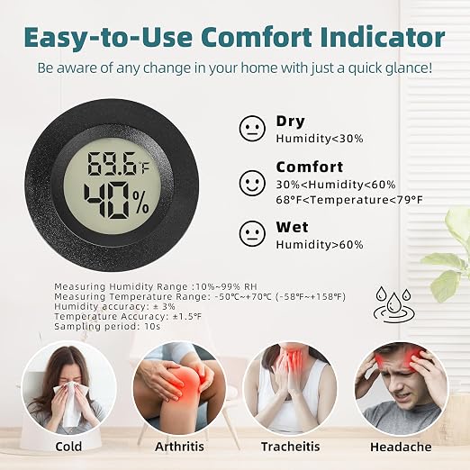 EWPJDK Mini Hygrometer Indoor Humidity Meter Hygrometer Thermometers 4 Pack - Image 2