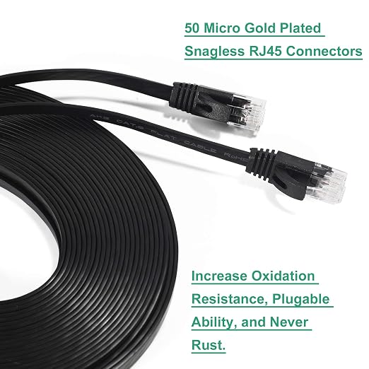 DAYEDZ Ethernet Cable 100 ft, Cat 6 High Speed Computer Network Flat Cord - Image 2