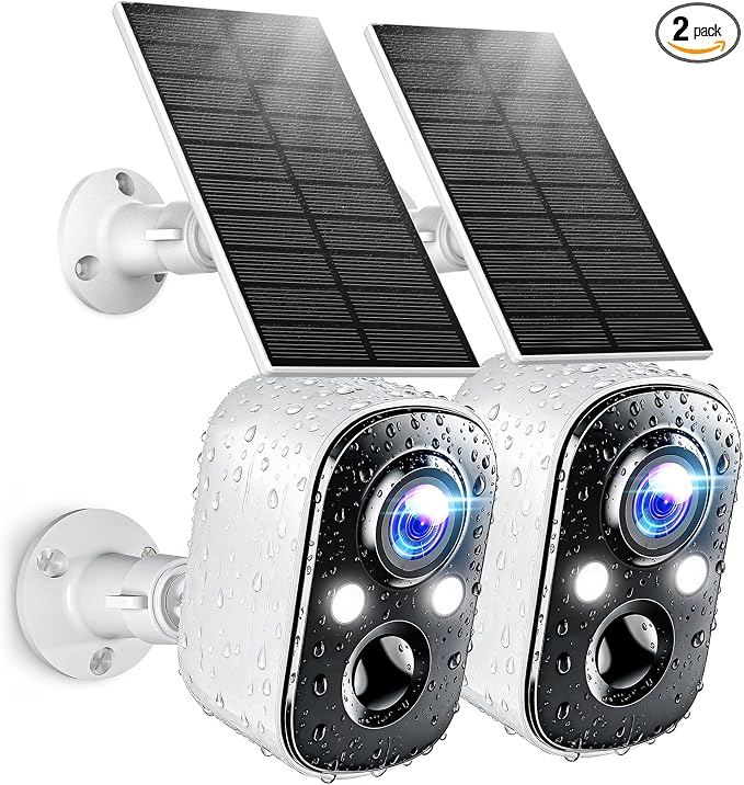 Techage 2K Solar Security Cameras Wireless Outdoor, 2K Battery Powered WiFi by Techage