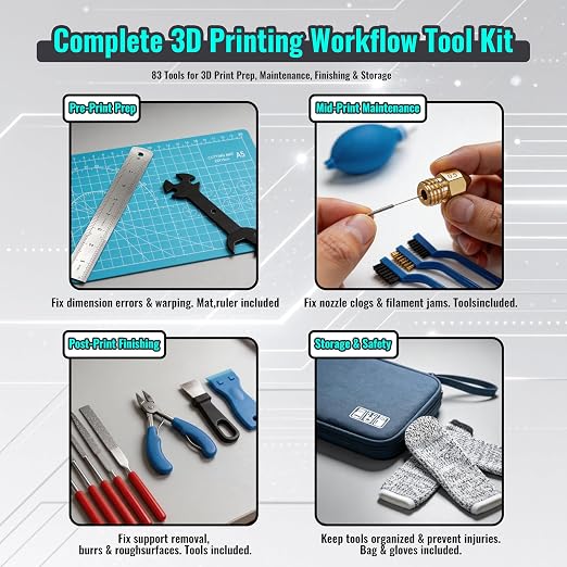 83PCS 3D Printer Tools Kit for Cleaning, Removal & Repair | Complete 3D Printer - Image 7